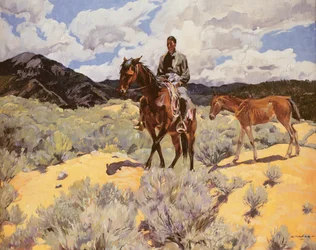 Indian on Horseback with Colt, c.1930
